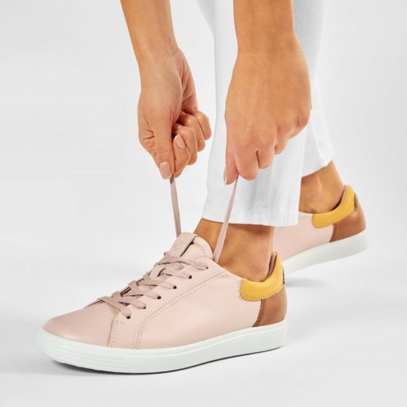 🎁 ECCO Soft 7 Lace Leather Fashion Trend Tie Sneakers